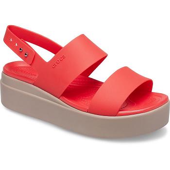 Crocs Brooklyn Nizke Wedge Cervene - Damske Sandále